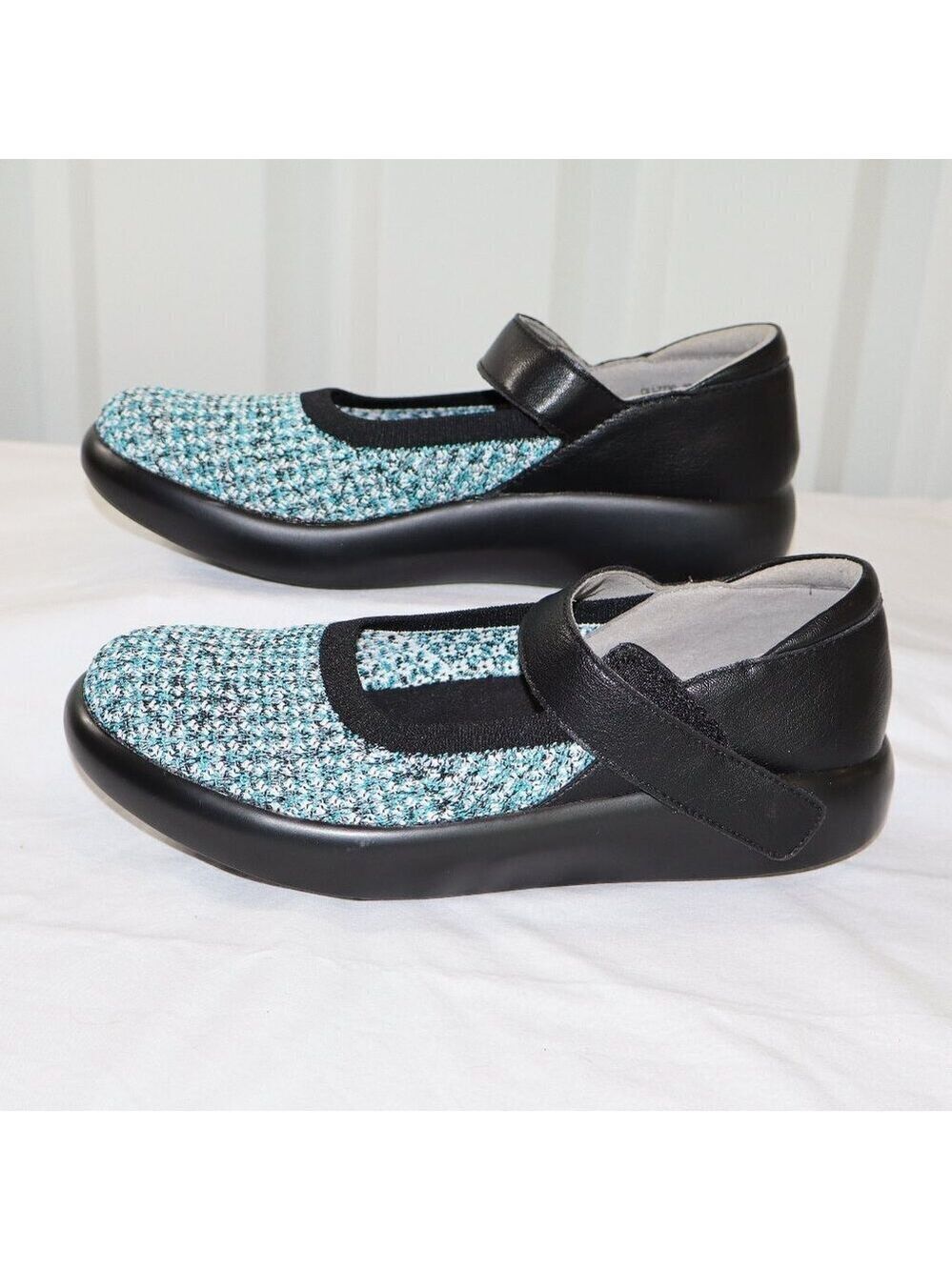 Alegria Womens Olivia Tweed Knit Mary Jane Comfort Shoe Blue Size EU38 US 8/8.5